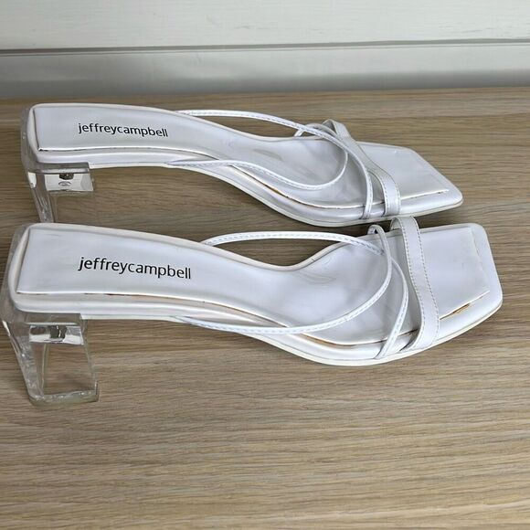 Jeffrey Campbell Lucite Heel Strappy Sandals Open Toe White Size 7 - Picture 5 of 8